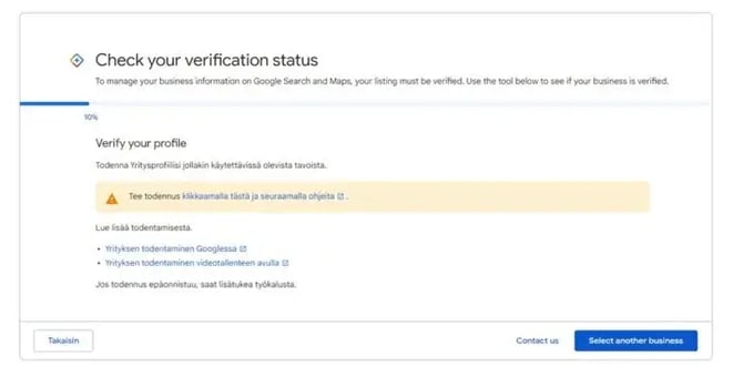 Fonecta Connect Asiakasohjeet Google-yritysprofiilin vahvistamistyökalu3