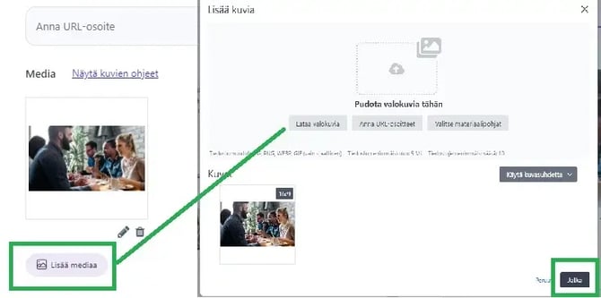 Fonecta Connect Asiakasohjeet Julkaisukalenterin kautta julkaisu kuvan lisääminen