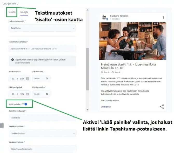 Fonecta Connect Asiakasohjeet Julkaisukalenterin kautta julkaisu verkkosivulinkki