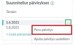 Fonecta Connect Asiakasohjeet suunniteltu päivitys peru päivitys
