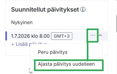 Fonecta Connect asiakasohjeet Suunnitellut päivitykset Ajasta uudelleen