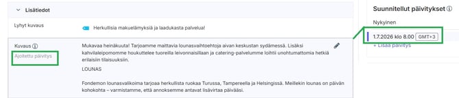 Fonecta Connect asiakasohjeet Suunnitellut päivitykset Päivämäärä valittu