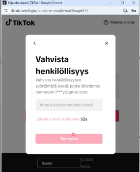 Fonecta Kontakti Asiakasohjeet Yritysprofiilien linkitys TikTok koodin tallentaminen
