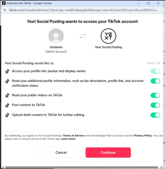 Fonecta Kontakti Asiakasohjeet Yritysprofiilien linkitys TikTok vahvista Yext laajempi