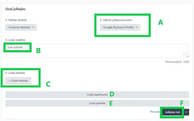 Fonecta Connect - asiakasohje - tee uusi julkaisu