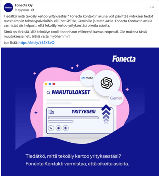 Fonecta Connect Asiakasohje Facebook-postaus