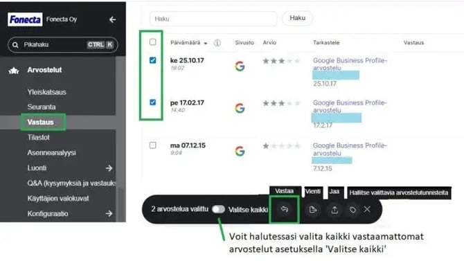 Fonecta-Connect-Asiakasohjeet Asiakaspalautteen hallinta -massavastaaminen